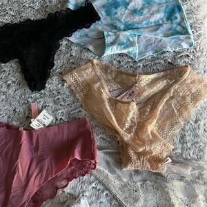 Lace and Cotton Intimates Set - Black, Blue, Pink, Cream